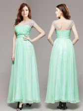 Unique Apple Green Sleeveless Chiffon Zipper Prom Evening Gown for Prom