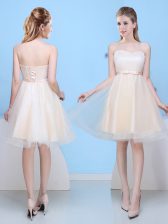 Sweetheart Sleeveless Lace Up Vestidos de Damas Champagne Tulle