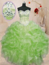  Sweetheart Sleeveless Lace Up Quinceanera Gown Organza