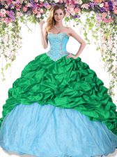  Pick Ups Sweetheart Sleeveless Lace Up Quince Ball Gowns Multi-color Taffeta