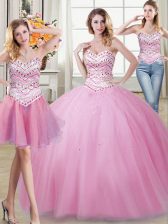  Three Piece Sleeveless Beading Lace Up Vestidos de Quinceanera