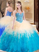 Beautiful Sleeveless Embroidery and Ruffles Lace Up 15 Quinceanera Dress