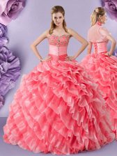  Sleeveless Lace Up Floor Length Lace Sweet 16 Dress