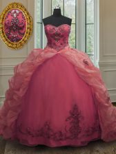 Dazzling Organza Sleeveless With Train Quinceanera Dresses Court Train and Beading and Appliques and Pick Ups
