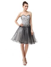 Fantastic Black Lace Up Homecoming Dress Beading and Ruffled Layers and Ruching Sleeveless Knee Length