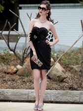 Wonderful Black Sleeveless Knee Length Beading Backless Prom Dress