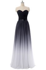 Artistic Black Sleeveless Floor Length Belt Lace Up 