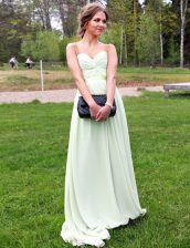  Sleeveless Backless Floor Length Ruching Prom Gown