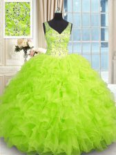 Traditional Sleeveless Organza Zipper Vestidos de Quinceanera for Military Ball and Sweet 16 and Quinceanera