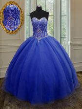 Low Price Floor Length Royal Blue Quinceanera Dresses Sweetheart Sleeveless Lace Up