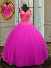  Tulle Sleeveless Floor Length Quinceanera Dresses and Beading