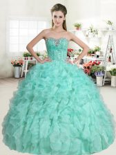Enchanting Sleeveless Beading and Ruffles Lace Up 15 Quinceanera Dress