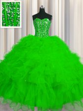 Comfortable Visible Boning Floor Length 15th Birthday Dress Sweetheart Sleeveless Lace Up
