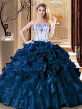  Sleeveless Floor Length Pick Ups Lace Up 15th Birthday Dress with Teal 