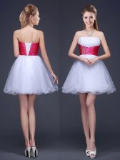 Custom Design Mini Length A-line Sleeveless White Quinceanera Dama Dress Lace Up