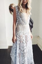 Sophisticated Scoop Sleeveless Zipper Floor Length Lace 