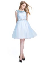  Scoop Sleeveless Zipper Knee Length Beading Evening Dress