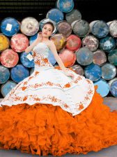  Appliques and Embroidery and Ruffles Quinceanera Dresses Multi-color Lace Up Sleeveless Floor Length
