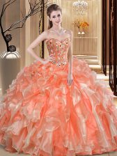  Organza Sleeveless Floor Length Vestidos de Quinceanera and Beading and Ruffles