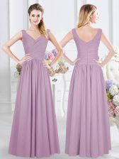  Floor Length Empire Sleeveless Lavender Quinceanera Court Dresses Zipper