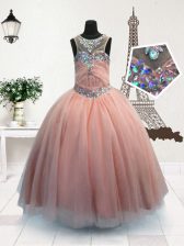  Scoop Sleeveless Organza Little Girl Pageant Dress Beading Zipper