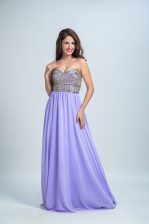  With Train Lavender Evening Dress Sweetheart Sleeveless Brush Train Zipper