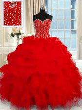Sexy Organza Sleeveless Floor Length Quinceanera Dresses and Beading and Ruffles