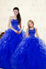 Beautiful Sweetheart Sleeveless Organza Vestidos de Quinceanera Beading and Ruffles Lace Up