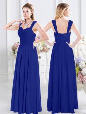 Sexy Straps Royal Blue Sleeveless Chiffon Zipper Quinceanera Dama Dress for Prom and Party and Wedding Party