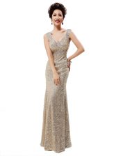  Champagne Zipper V-neck Sequins Dress for Prom Sequined Sleeveless