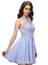  Halter Top Sleeveless Zipper Prom Gown Lavender Chiffon