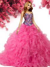  Sleeveless Beading and Ruffles Lace Up Quinceanera Dress