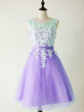 Hot Selling Lavender Sleeveless Tulle Lace Up Dama Dress for Prom and Party and Wedding Party