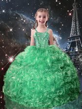 Elegant Sleeveless Lace Up Floor Length Beading and Ruffles Little Girl Pageant Gowns