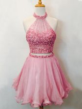  Organza Sleeveless Knee Length Damas Dress and Beading