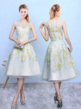  Multi-color Zipper Quinceanera Court of Honor Dress Embroidery Sleeveless Knee Length
