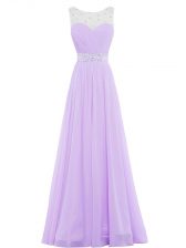  Scoop Sleeveless Zipper Dress for Prom Lavender Chiffon