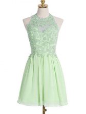  Knee Length Quinceanera Court of Honor Dress Chiffon Sleeveless Appliques
