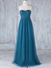 Best Selling Tulle Sweetheart Sleeveless Side Zipper Appliques Quinceanera Court of Honor Dress in Teal 