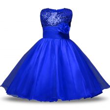  Sleeveless Zipper Knee Length Belt and Hand Made Flower Toddler Flower Girl Dress