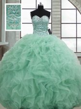  Sleeveless Lace Up Floor Length Beading and Ruffles Sweet 16 Dress