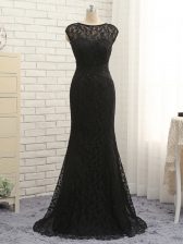 Extravagant Black Sleeveless Lace and Appliques Zipper Prom Party Dress