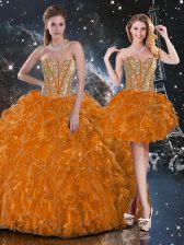 Spectacular Sleeveless Beading and Ruffles Lace Up 15 Quinceanera Dress