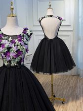Edgy Sleeveless Backless Mini Length Hand Made Flower Prom Dress