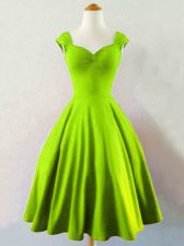 Unique Mini Length Lace Up Damas Dress Yellow Green for Prom and Party and Wedding Party with Ruching