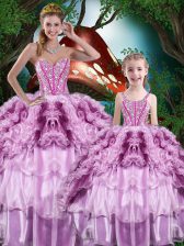  Beading and Ruffles and Ruffled Layers 15 Quinceanera Dress Multi-color Lace Up Sleeveless Floor Length