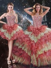  Ball Gowns Quinceanera Gowns Multi-color Sweetheart Organza Sleeveless Floor Length Lace Up