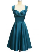 Sophisticated Straps Sleeveless Lace Up Damas Dress Teal Taffeta