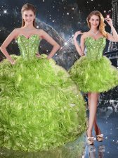 Glamorous Sweetheart Sleeveless Organza 15 Quinceanera Dress Beading Lace Up