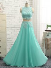  Mini Length Side Zipper Apple Green for Prom and Party and Beach with Lace and Appliques